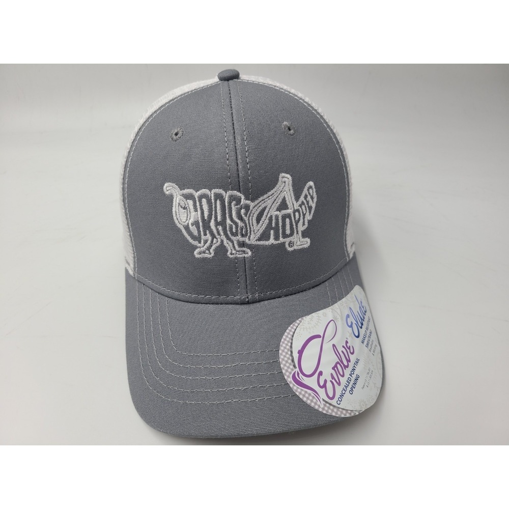 Women Grasshopper Mower Ponytail Opening Elude Evolve Mesh Snapback Hat Cap Gray